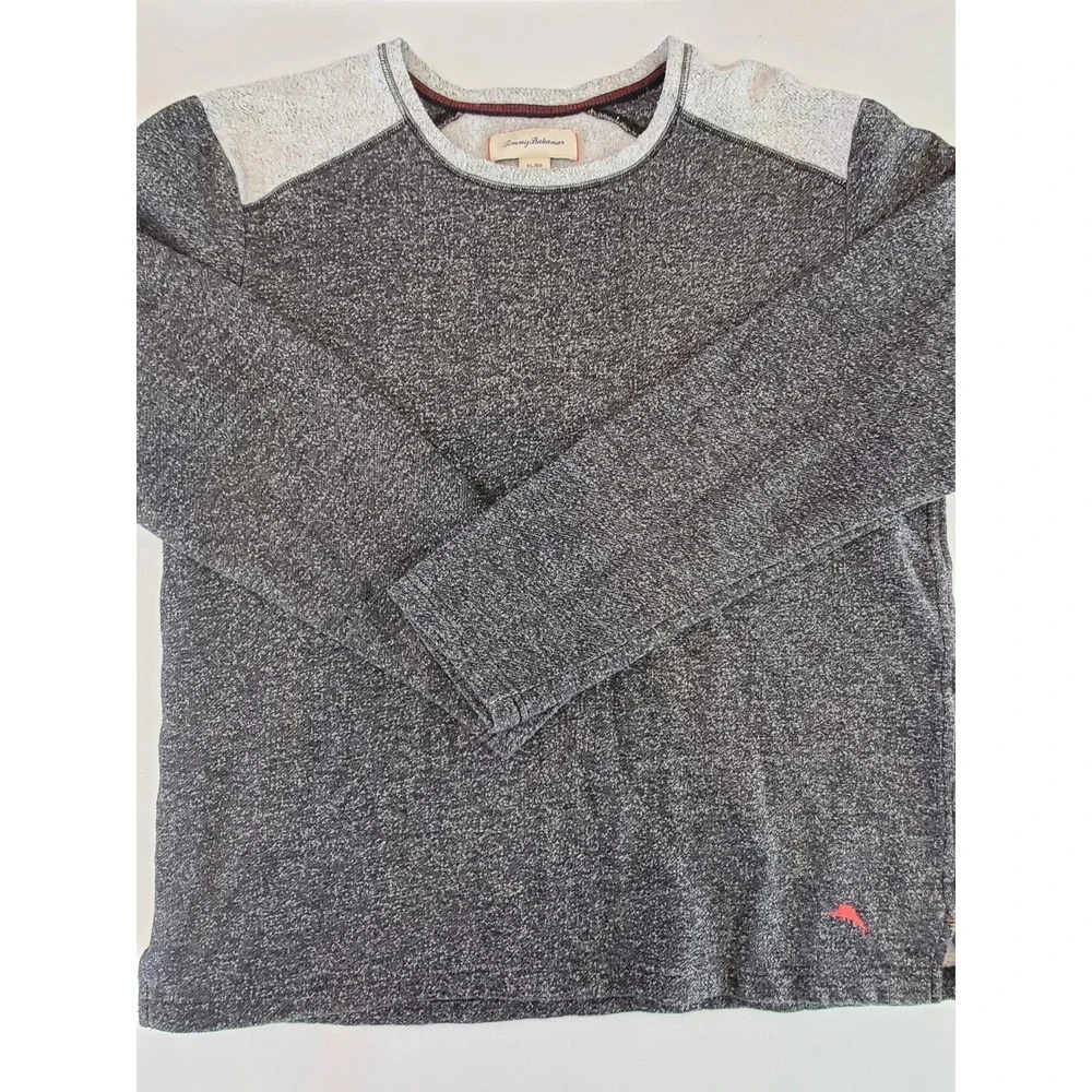 Tommy Bahama Mens Grey Colorblock Marlin Long Sleeve Crewneck Tee Shirt XL